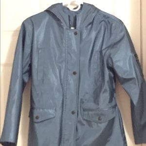 Super Nice Silvery Blue Raincoat, Size XX